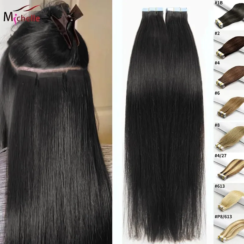 26 Inches Tape In Hair Extensions Straight 100% Human Hair Adhesive Replaceable Seamless Skin Weft Tape 20/40pcs Hair For Women — image 2