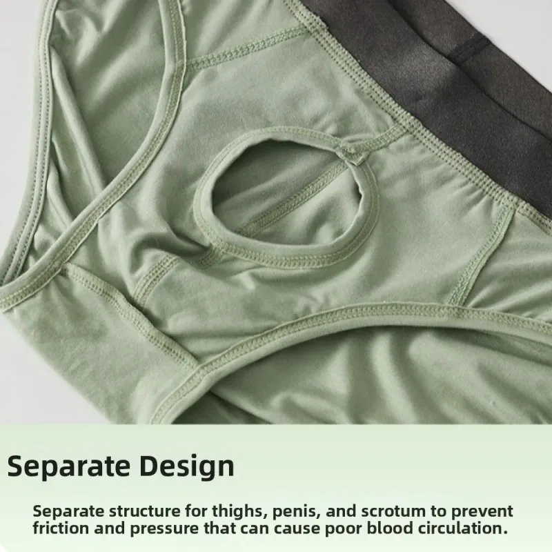 Bamboo Fiber Summer Thin Briefs Men Thin Underpants Splicing Men Front Opening Panties Breathable Lingerie Seamless Underwear — image 8