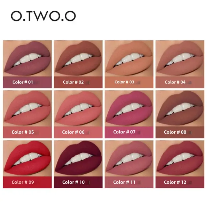 O.TWO.O 2 in 1 Rossetto opaco Lip Gloss Cosmetici Impermeabile Pintalabios Batom Mate Labbra Trucco Rouge 12 colori Stick labbra — image 6