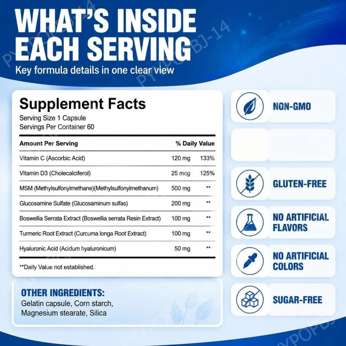 Docteat Knoglera MSM Joint Support Capsules Joint Comfort Cartilage Health and Joint Flexibility for Daily Mobility 60 Capsules — image 3