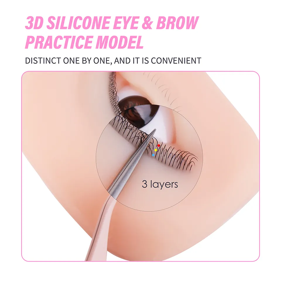 3 Layers Lashes Reusable Mannequin Eyes Eyelash Extension Eyes Model Doll Face Head Training Simulated Silicone Eye Makeup Tools — image 6