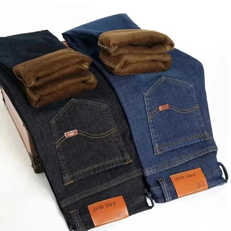 Men's Reflective Fleece-Lined Jeans - Thick Warm Lining Durable Denim & Reflective Trim Safe for Winter Night Commute & Casual — image 2