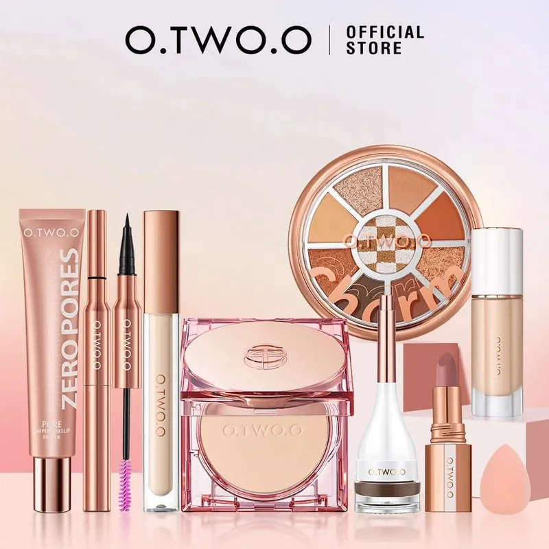 O.TWO.O 9 pezzi trucco completo viso impostazione polvere primer base mascara eyeliner penna sopracciglio tinta rossetto ombretto trucco per le donne