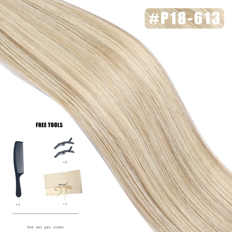 Butterfly Weft Hair Extensions Human Hair Invisible Flat PU with Hole Twin Tabs Hair Weft 12-24inch Micro link 100g