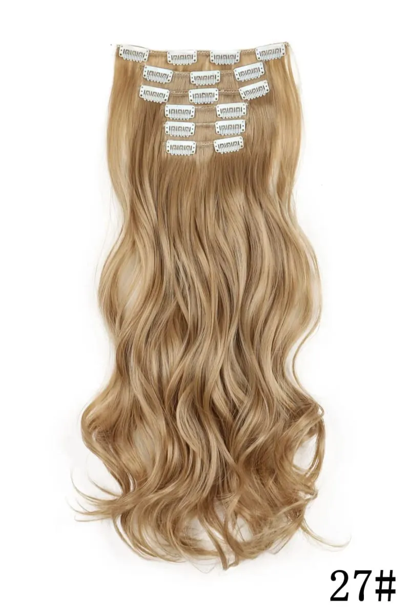 Black Hair Extensions 6pcs/set Women Long Straight Synthetic Full Head Clip 16Clips Ombre Heat Resistant Fiber Hair Kpop Cosplay — image 22
