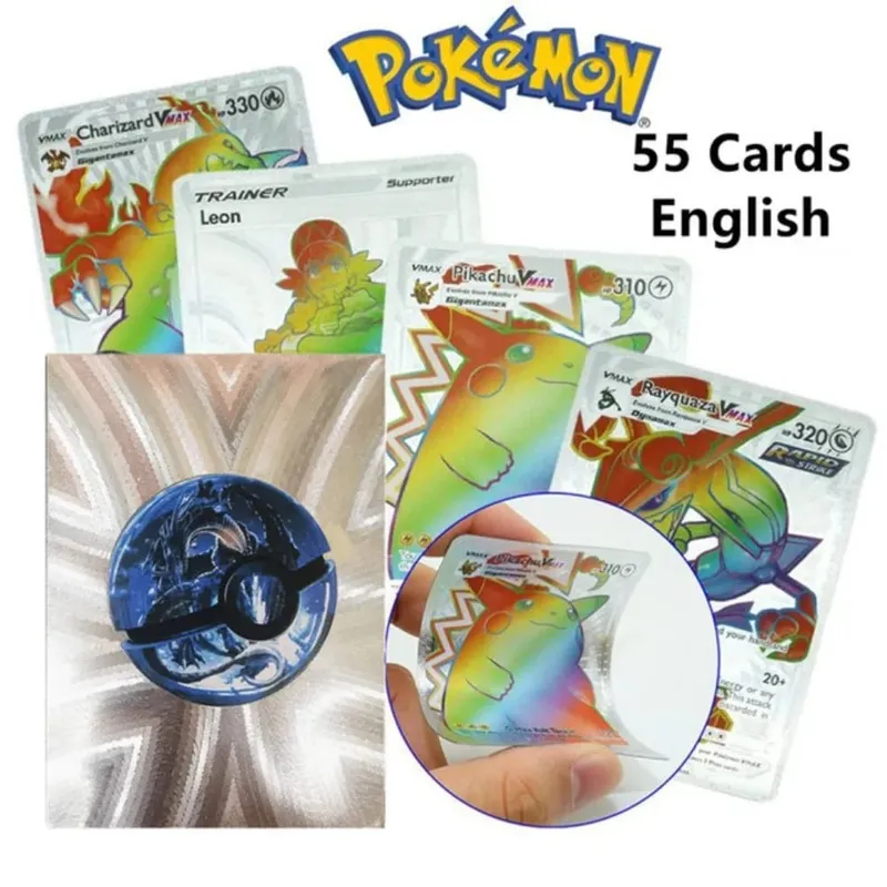 New 55pcs/box Pokemon Card Vmax GX EX Rainbow Gold Black Silver Mewtwo Rare Collection Battle Trainer Card Children Toys Gifts — image 6