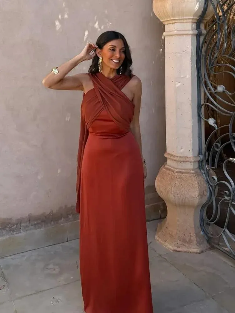 Solid Color Strapless Ribbon Women Summer Dress Sexy Sleeveless Backless High Waist Slim Maxi Vestidos 2026 Lady Vacation Outfit — image 7