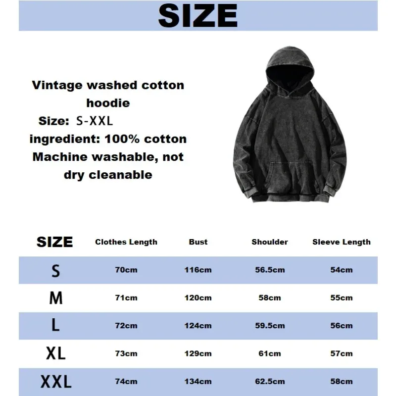 Support Custom Anime Berserk Graphic Hoodies Vintage Washed Oversized Hooded Cool Long Sleeves Cotton Hoodie Men Women Clothes