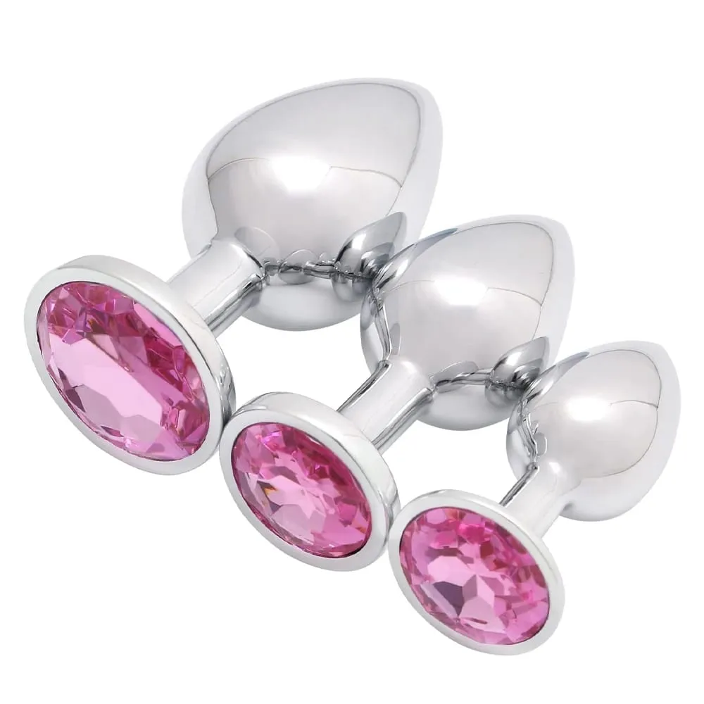 Ensemble de plug anal en métal de luxe, Kit d'entraînement de fesses, jouets pour adultes, hommes femmes, couples débutants, cadeaux sexuels, grand, moyen, petit, rose — image 1