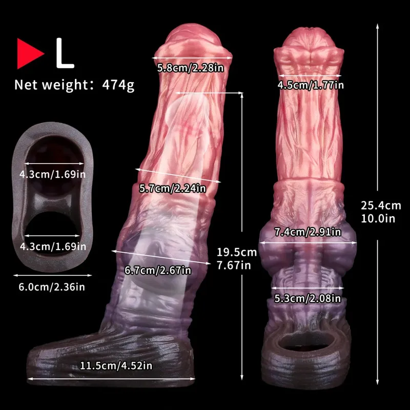 Fantasy Long Horse Penis Sleeve Silicone Big Knot Cock Cover Reusable Condom Sex Toys For Adult Men Dick Extender Sexy Shop — image 8
