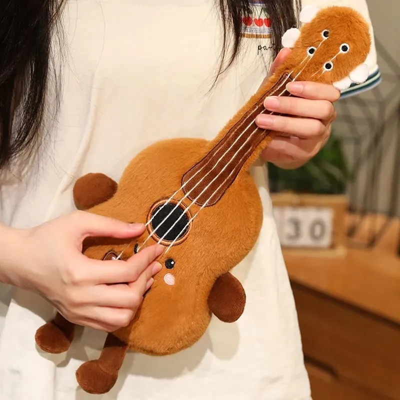 New Musical Instrument Doll Piano Pipa Pillow Cushion Brown Guitar Drum Plush Toy Cute Kawaii Birthday Gift Children Home Decor — image 3