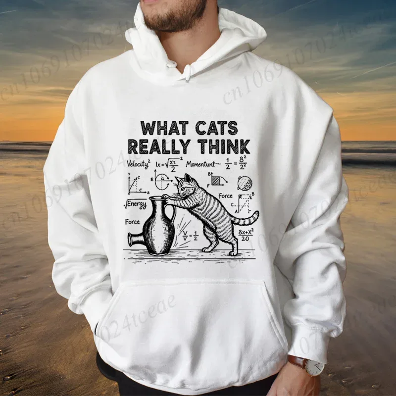 Funny Cat Physics Design Hoodies Math Science Humor Cat Print Sweatshirt Personalized Men Women Casual Streetwear Fashion Hoodie