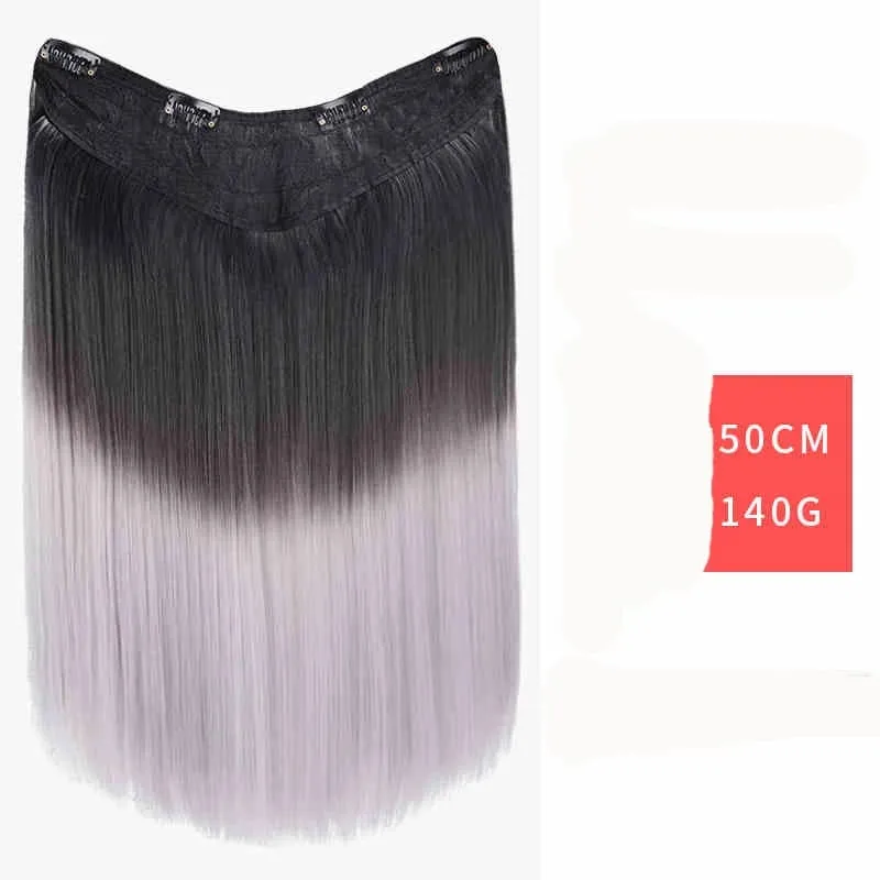 One piece hanging ear dyed synthetic wig piece for women highlighted color hair extensions — image 8