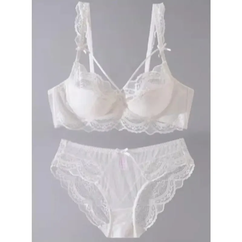 Elegant French Style Lace Lingerie Set Slim-Fitting Adjustable Gathers Larger Busts Smaller Look Women Soft Bra S-2XL Comfor Bra — image 4
