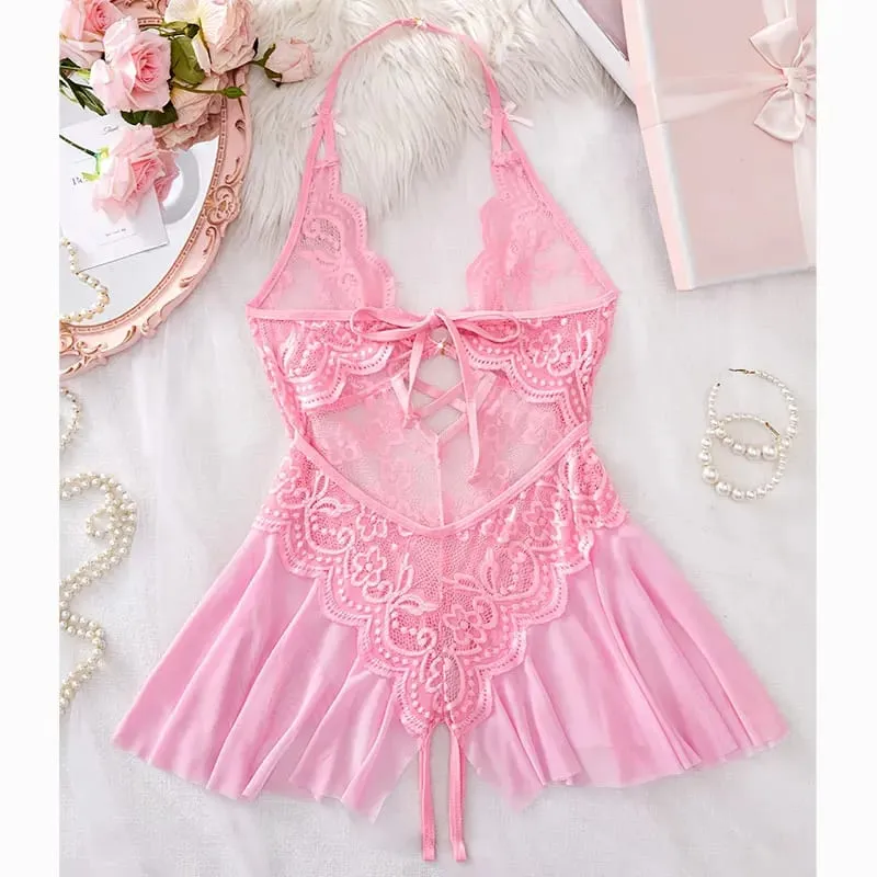 Halter-neck Sexy Bra With Adjustable Straps Open-Back One-Piece Underwear Best-Selling Erotic Lingerie For Women Intimacy Set