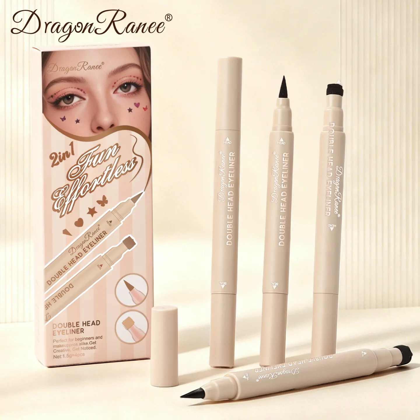 Eyeliner 2 w 1 z podwójną końcówką szybkoschnący wodoodporny i odporny na pot niełatwy do rozmazania kolorowy eyeliner do makijażu oczu