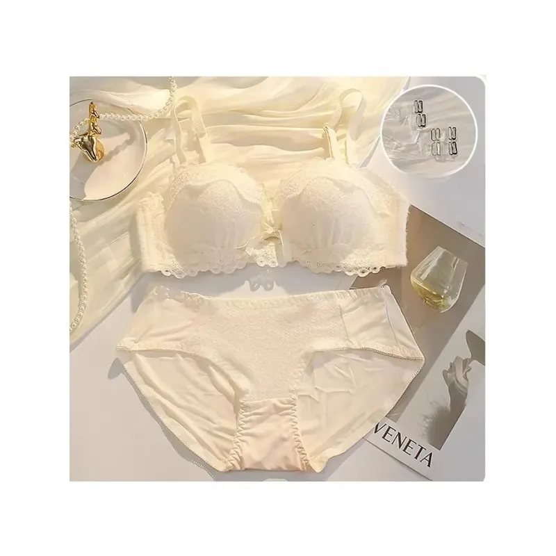 New Lace Lingerie Set Non Wired Padded Bra Half Cup Small Bust Boost Sexy Anti-Sag Underwear Women All Season S-XLAB Cup — image 10