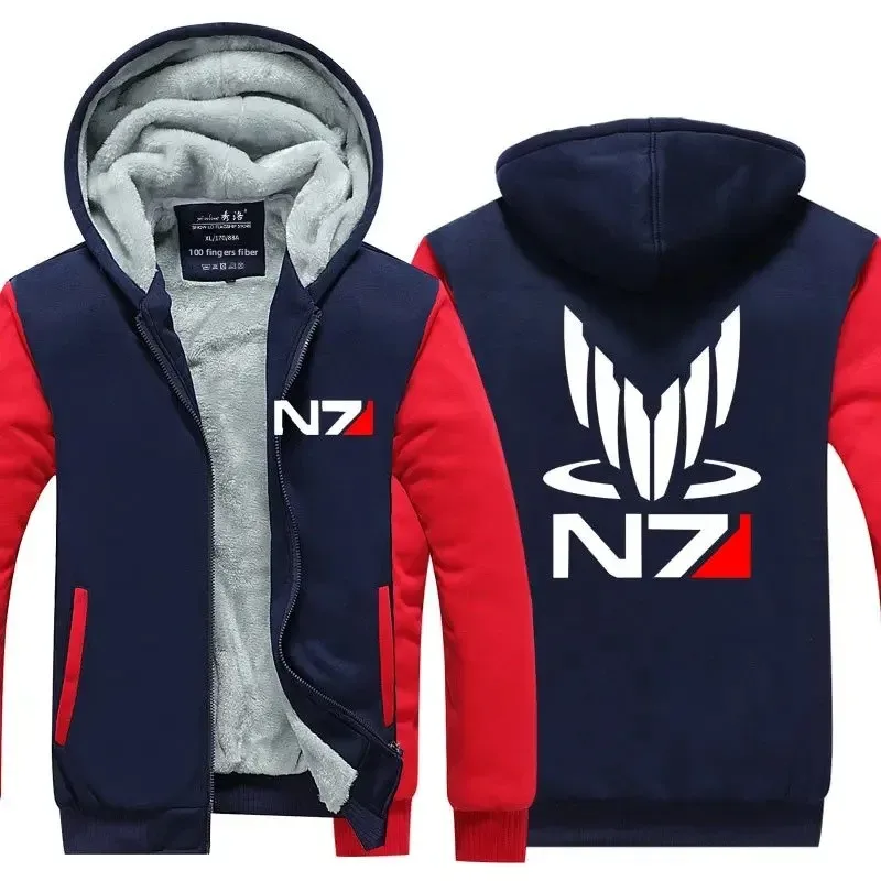 Effect N7 Hoodies Jacket Zipper Thickened Fleece Men's Winter Casual Fashion Men Women Anime Game Unisex N7 hoodie sweatshirt — image 12