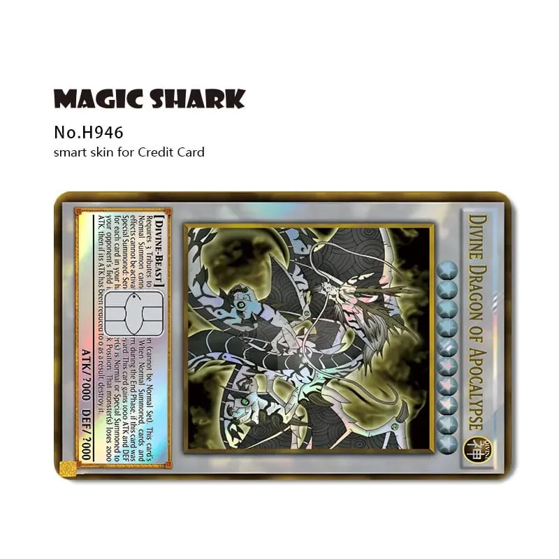 Magic Shark Yo-gi-oh Blue Eyes Dragon Game Shinny Holographic Laser Debit Credit Card Sticker Film Skin Front Cover — image 12