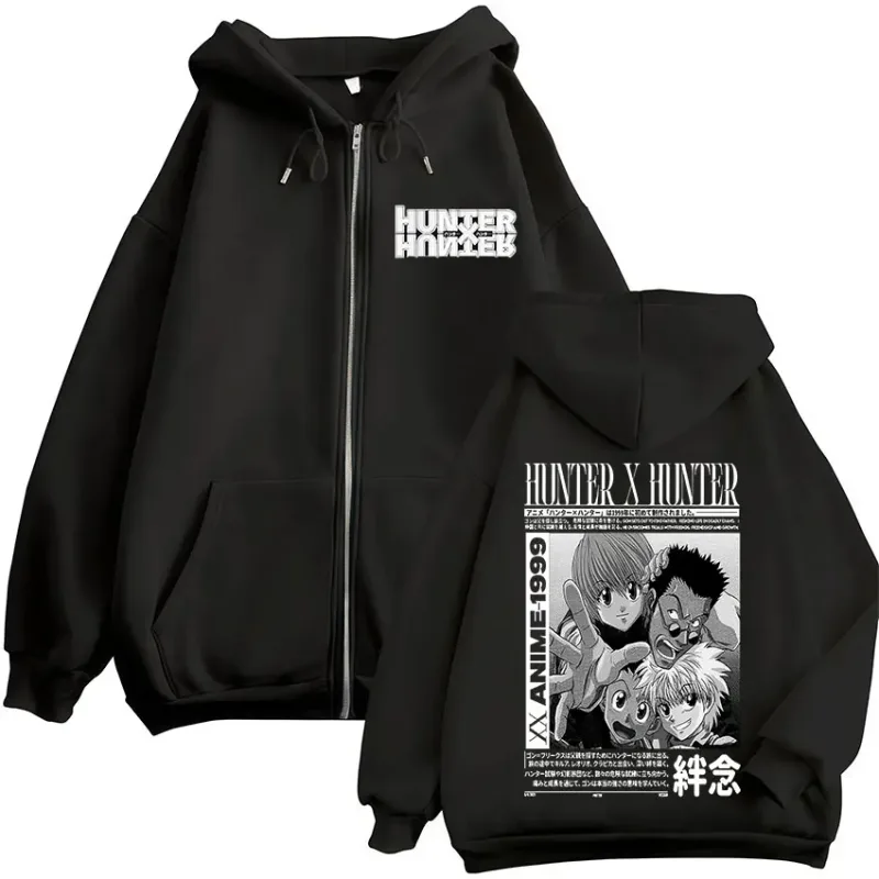 Anime Hunter X Hunter Kurapika Killua Zoldyck GON FREECSS Leorio Zipper Hoodies Men Women Zip Up Hooded Sweatshirts Jackets