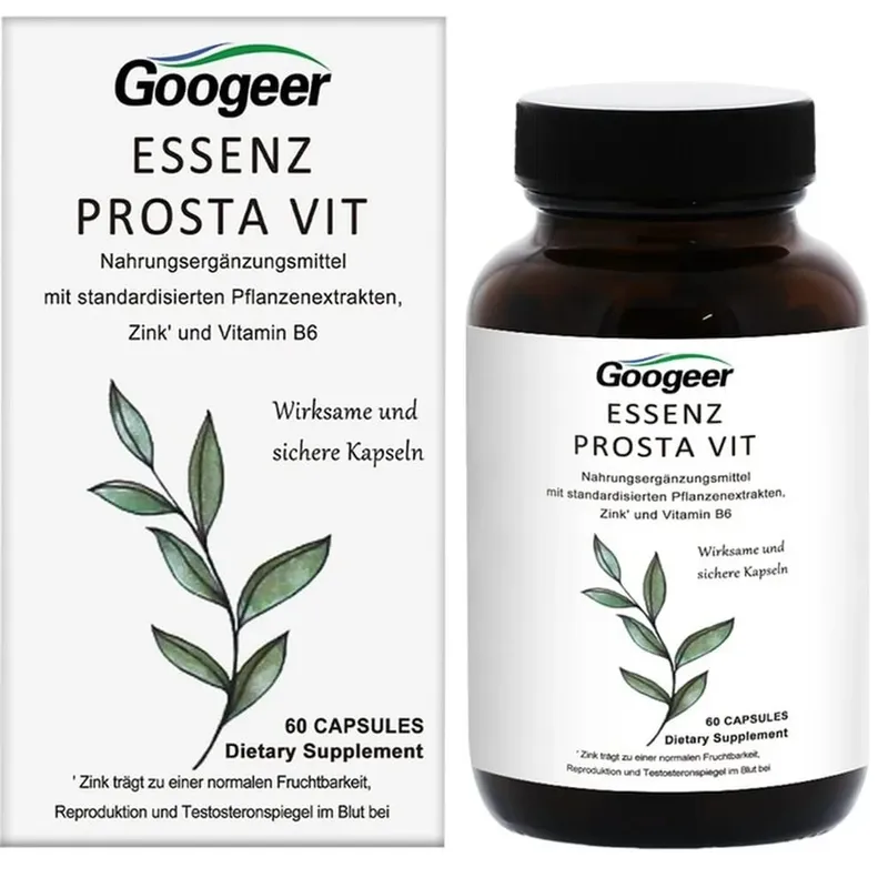 Googeer Prosta Vit Essenz Capsules for Men Bladder & Urinary Tract Health Support with Zinc Vitamin B6 Saw Palmetto 60 Count