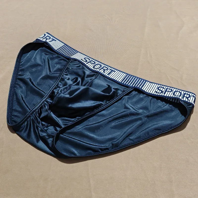 Slip da uomo a forcella alta Vita media Elastico traspirante Mutande convesse a U Intimo da uomo in seta di ghiaccio Pantaloncini aderenti setosi — image 4