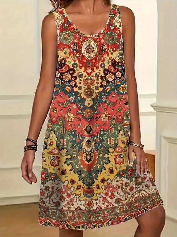 2026 Summer Women's Sleeveless Dresses Knee-Length Round-Neck Dresses Beach and Vacation Casual Dresses Printed Women's Dresses — image 13