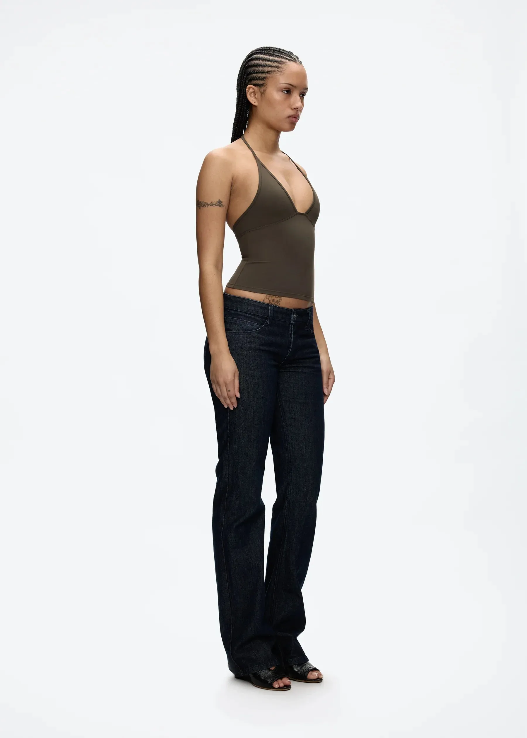 Tank Deep V Halter Neck Camisole Slim Fit Short Crop Top Tight-Fitting Waist-Cinching Backless Tank Top Versatile Outerwear Solid Color Base Shirt for a Spicy Look — image 7