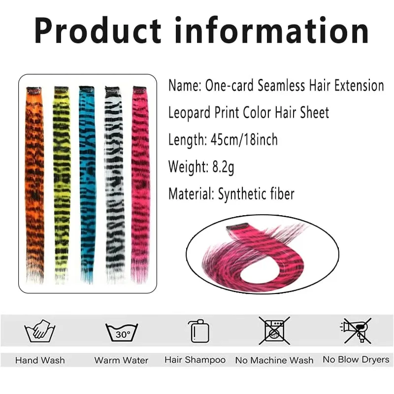 Wig Colored Synthetic Hair Extensions One Card Invisible and Traceless Leopard Print Hanging Ear Dye Long Straight Hair Extensio