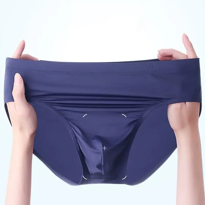 2 stücke Big Pouch Nylon Männer Unterwäsche Slips Eis Seide Männlichen Nahtlose Unterhosen Low-Taille Dünne Höschen Plus größe — image 5