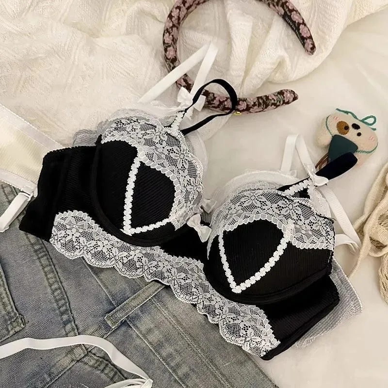 Lace top bra underpants set Lolita style Japanese style 2 piece set adult lingerie female Women's underwear set wire-free — image 5
