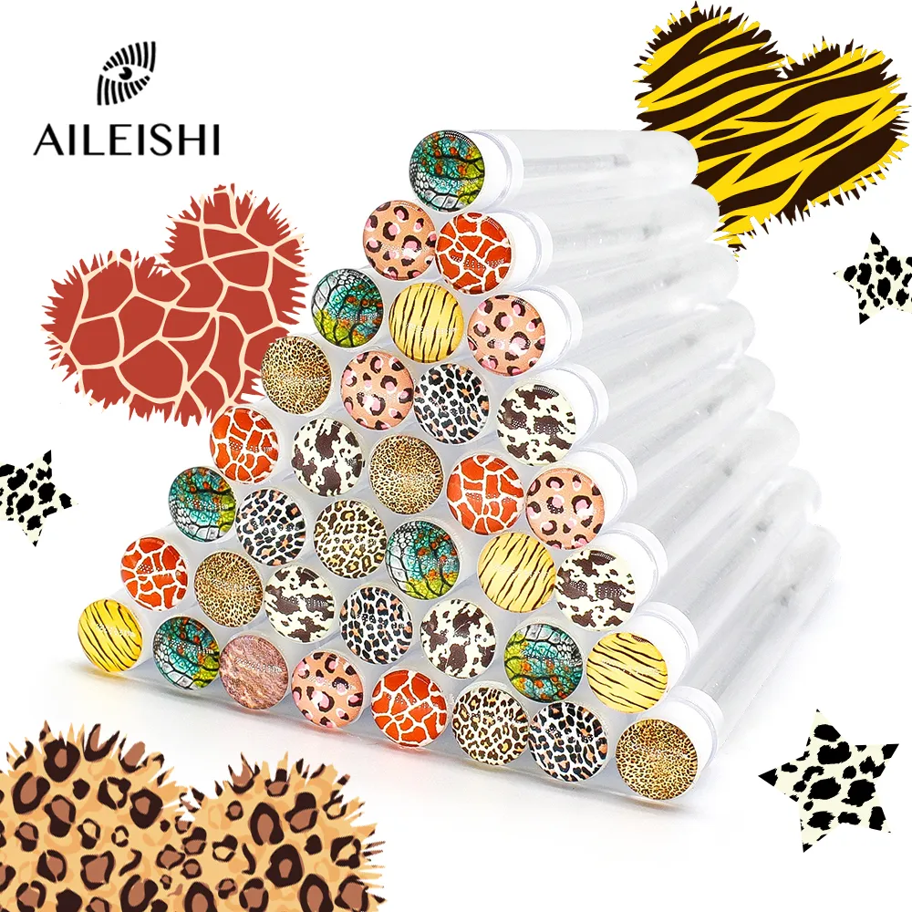10/50pcs Leopard Style Reusable Makeup Brushes Tube Eyelashes Eyebrow Brush Replaceable Brushes Dust-proof Make Up Tools — image 1