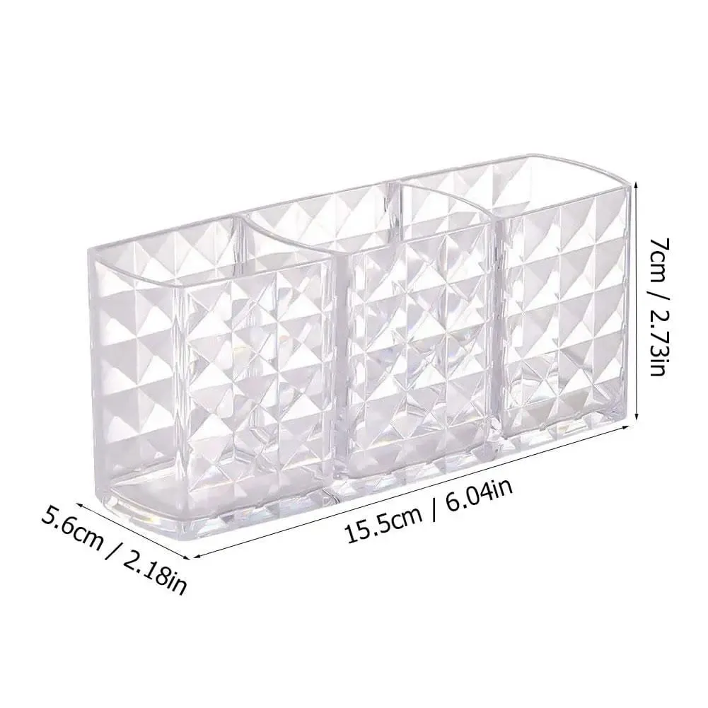 3 Slots Makeup Brush Holder Makeup Organizer Cosmetic Storage Box Lipstick Eyebrow Pencil Display Stand Acrylic Transparent Box — image 6