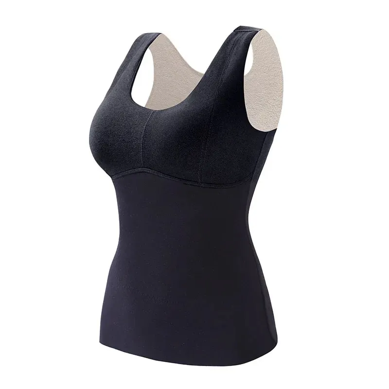 Winter Fleece Thermal Vest for Women Thickened Thermo Lingerie Seamless Soft Warm Inner Wear Female Undershirt With Bra Padded