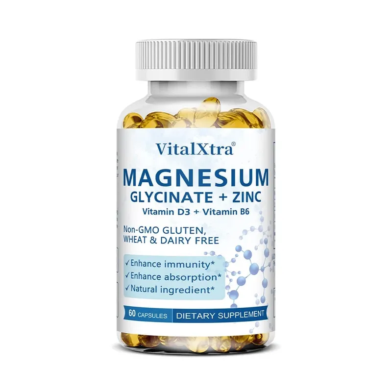 Magnesium Glycinate + Zinc Supplement - Supports Bones Immune System Heart Health Mineral Supplement Helps with Natural Sleep — image 8