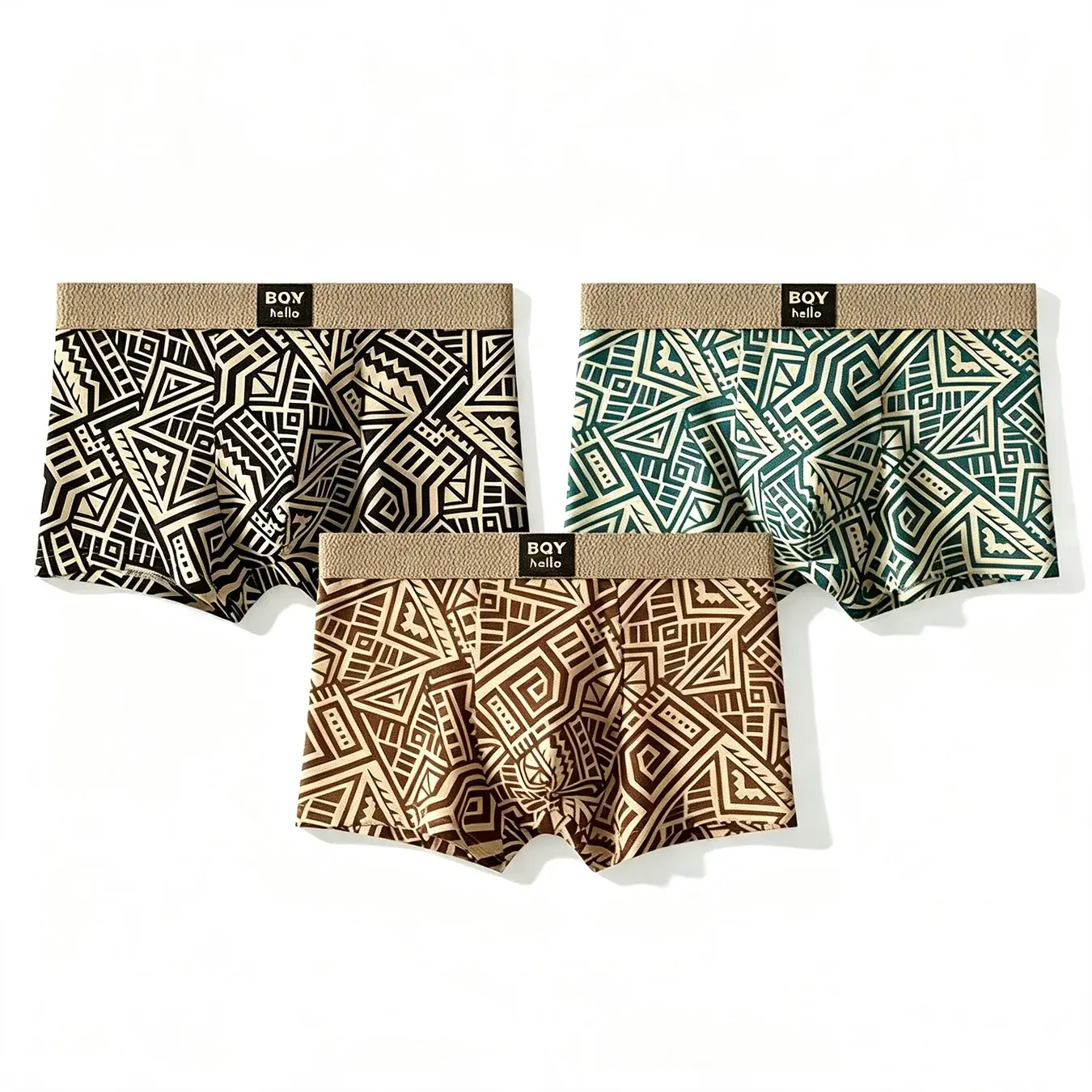 Men's Breathable Comfortable Underwear American Style Personalized Boxer Shorts Printed Trendy Ethnic Retro Square Underpant — image 6
