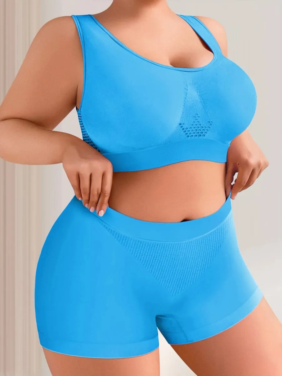 1 Set Women's lingerie set Plus Size Bralette Seamless Bra Comfortable Breathable Sports Bra Stretch Fabric Boxers — image 3