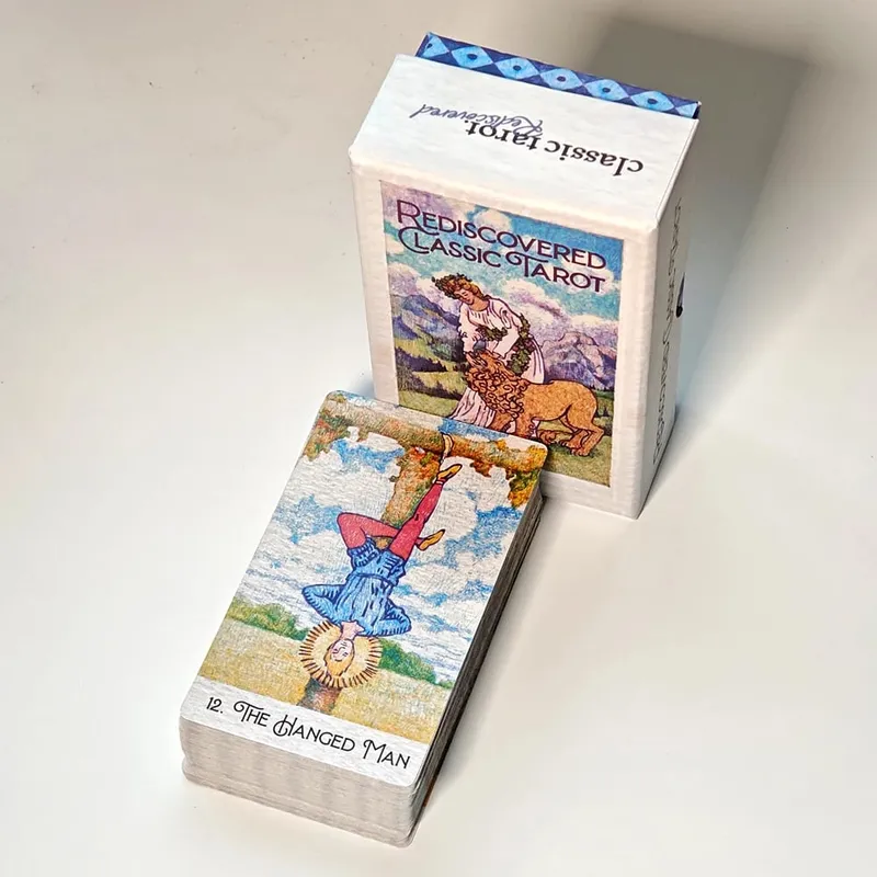 Trykt på 350GSM dobbeltpræget karton 12*7 cm Genopdaget klassisk tarotkort 78 stk. tarotkort tegnet med kuglepenne