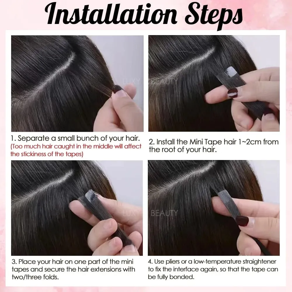 Highlights Brown Mini Tape in Human Hair Extensions Natural Black Blonde Double Side Invisible Seamless Mini Tape in Hair 10pcs