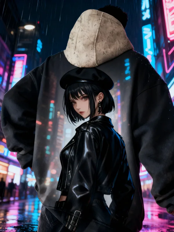 2026 Hot Anime girl back pattern Sweatshirt Casual Long Sleeve Hooded Pullover 3D Printing Top Fashion Oversized Men's Hoodies