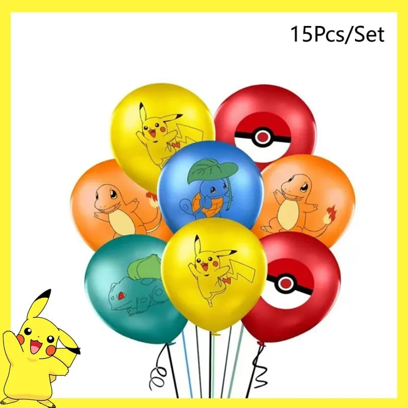 Pokemon Birthday Party Decoration Pikachu Disposable Tableware Cup Napkin Plate Tablecloth Baby Shower Cake Topper Flag Balloons — image 12
