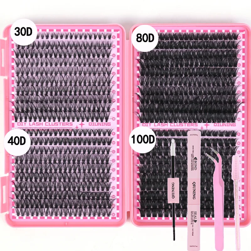 800PCS Lash Extension Kit DIY Clusters Eyelash Extension Kit Lashes Kit with Lash Bond and Seal Lash Tweezers — image 11