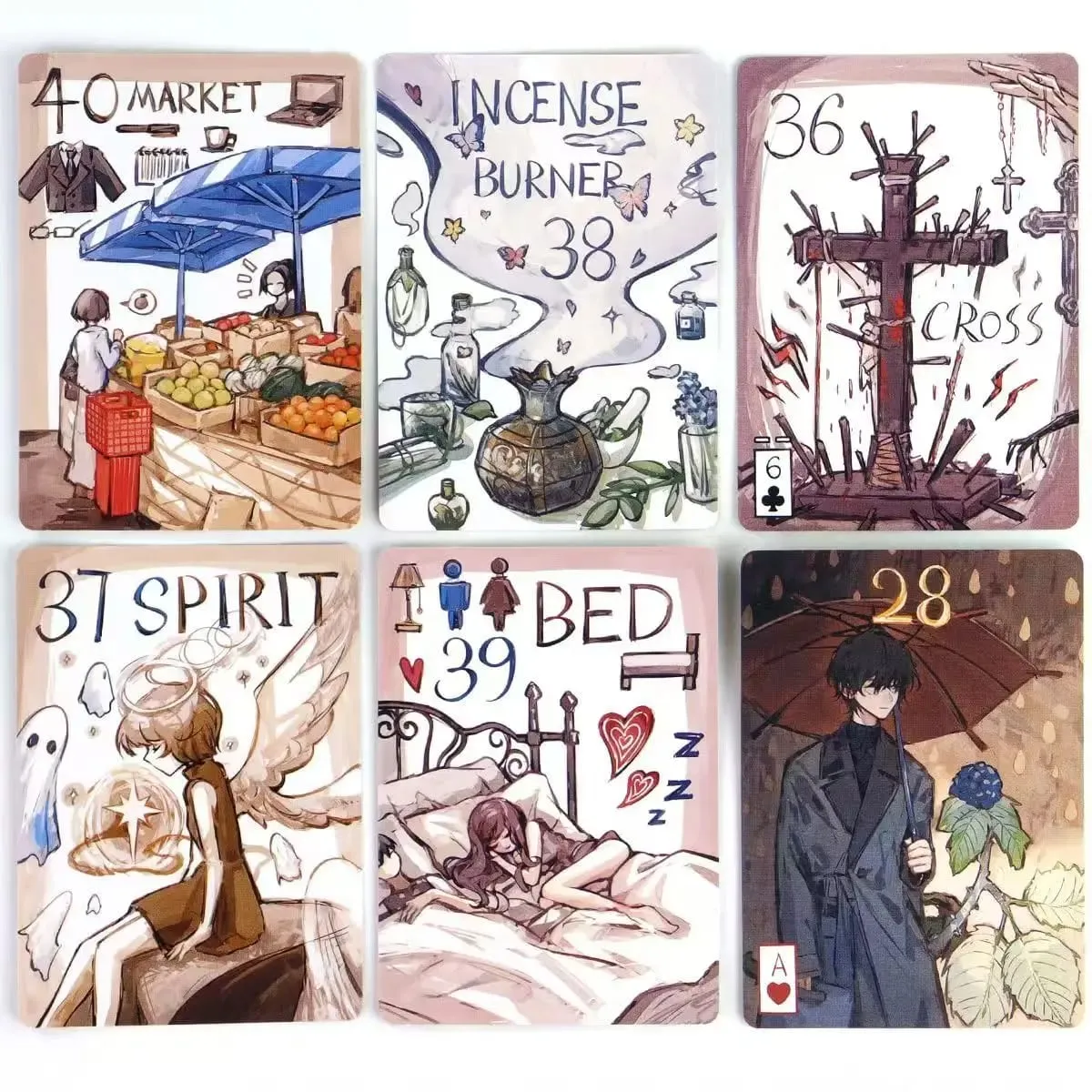42 Uds. Tarjetas Lenormand para principiantes sistema primitivo Lenormand Deck Rana 9*6cm