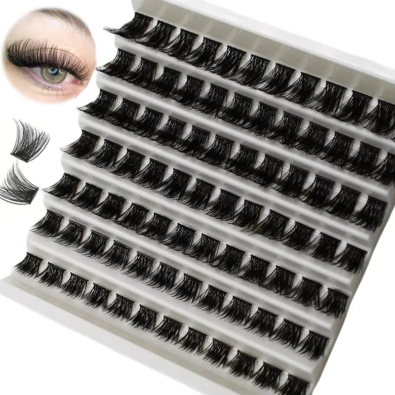 84 Clusters Individual Lashes DIY Wide Stem Curl Eyelash Extension Mixed Length Reusable Cluster Lashes for Eye Makeup