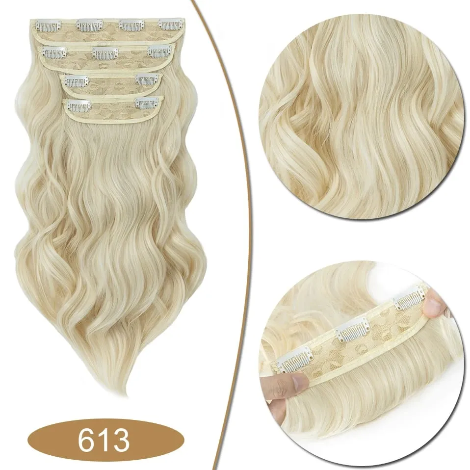 S-noilite Synthetic Hair 22inch Clips In Hair Extensions Long Wavy Clip In Hair Thick Double Weft 4Pcs/set Hairpieces For Women — image 22