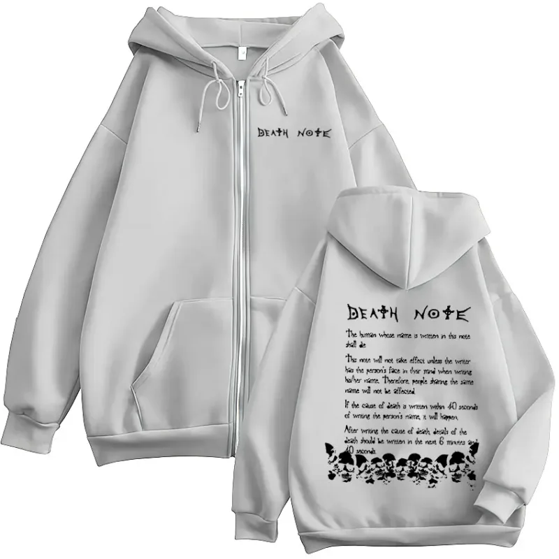 Anime Death Note Rem Ryuk Zipper Hoodies Men's Women Clothing Fashion Casual Long Sleeve Zip Up Hooded Sweatshirts Jacket Coat — image 9