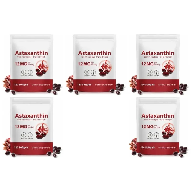 Astaxanthin Softgels From Microalgae Promotes Collagen Production Soy Free Gluten Free Non GMO Triple Strength 120 Softgels — image 12
