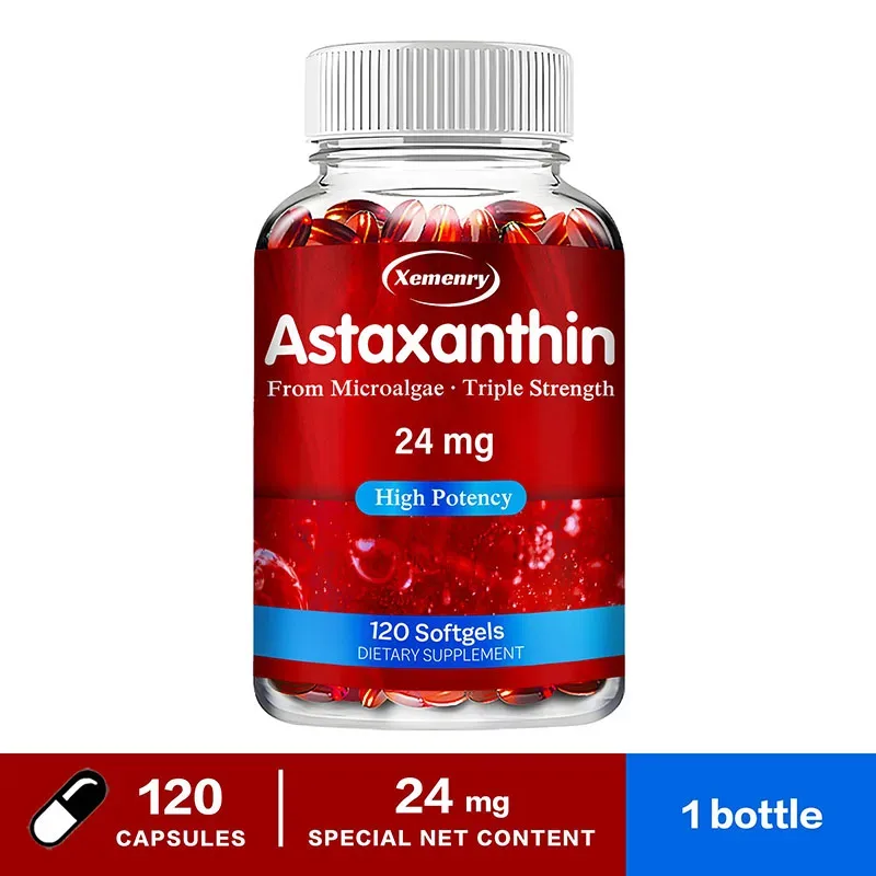 Astaxanthin Capsules Promotes Cardiovascular Health Accelerates Metabolism Antioxidant Supplement Skin Healty