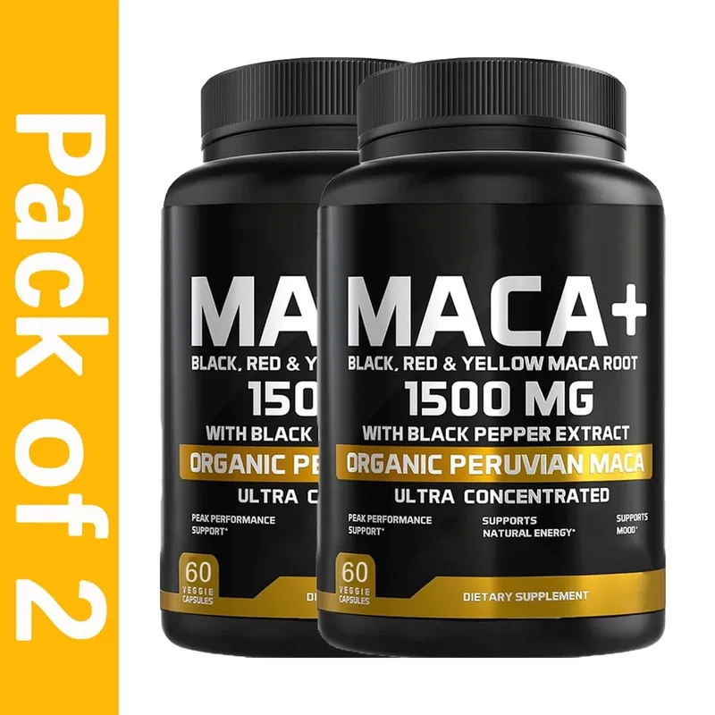 1500mg Organic Maca Root Black Red & Yellow - 60 Capsules - Black Maca Root Capsules for Men Supplement - Non-GMO Gluten-Free — image 8