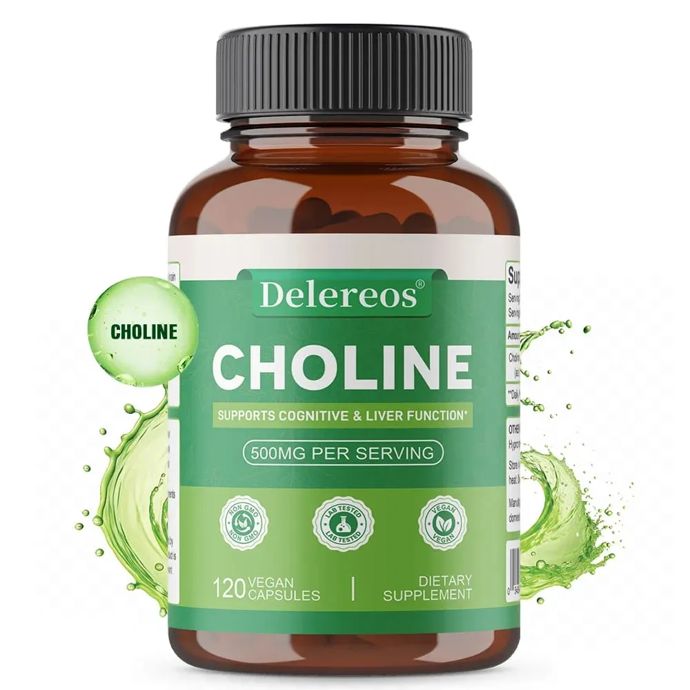Choline 500mg - High Potency Choline Supplements Supports Cognitive Performance & Liver Function Vegan Capsules Non-GMO — image 1